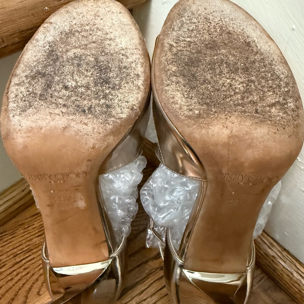 Jimmy Choo Gold Stiletto Heels - Picture 8 of 11